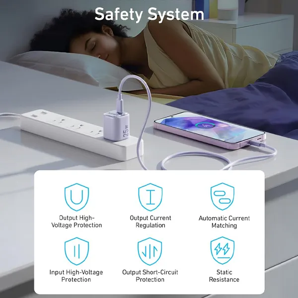 מטען קיר קומפקטי Anker USB-C Wall Charger 25W בצבע שחור - תמונה נוספת