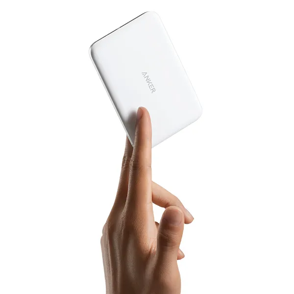 סוללת גיבוי אלחוטית Anker Nano Slim 5000mAh בצבע לבן - תמונה נוספת