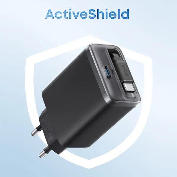 מטען קיר משולב כבל Anker Nano Charger 35W with USB-C cable בצבע שחור - תמונה נוספת