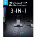 ⁦מטען קיר עוצמתי 3 יציאות Anker Prime Charger 100W⁩ – תמונה ⁦2⁩