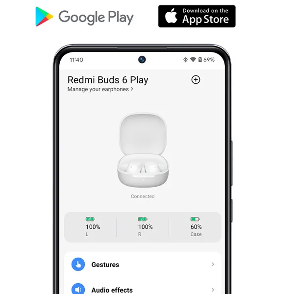 אוזניות TWS Redmi Buds 6 Play לבן - תמונה נוספת
