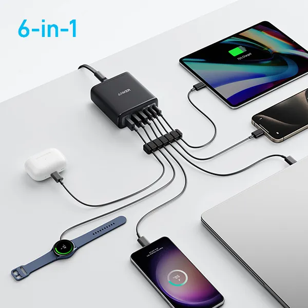 מטען עוצמתי 6 יציאות Anker Charger 112W GaN - תמונה נוספת