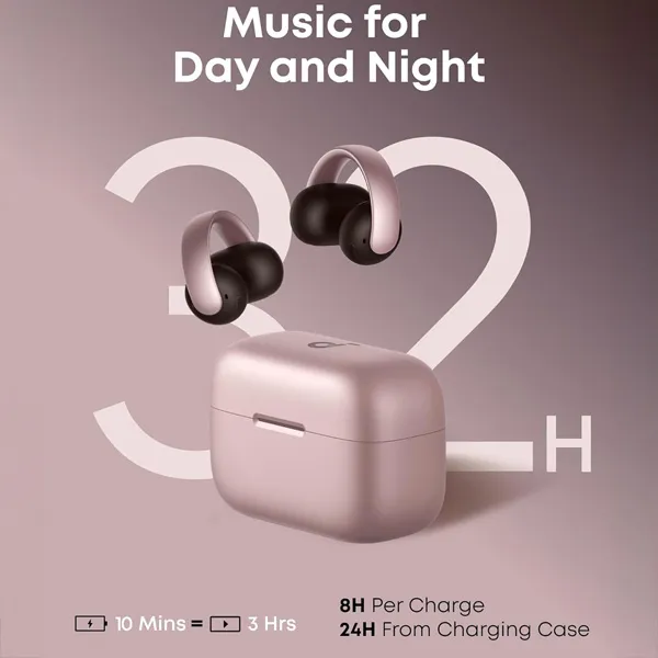 אוזניות soundcore AeroClip Open Ear Clip-On בצבע ורוד - תמונה נוספת