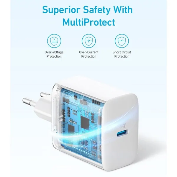 מטען קיר 20W עם כבל Anker Charger 20W USB-C - תמונה נוספת
