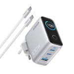 מטען קיר עוצמתי 3 יציאות Anker Wall Charger 100W בצבע אפור