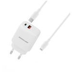 מטען קיר מהיר עם כבל Silver Line SWC20PQ1 USB + Type C Lightning