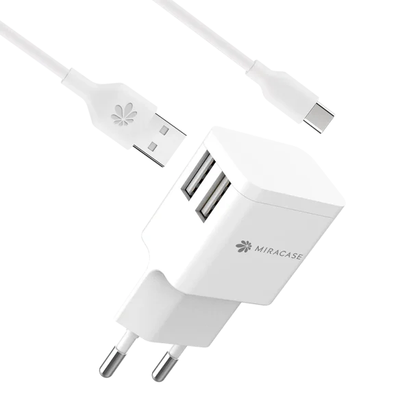 מטען קיר כולל כבל Miracase MWC244 USB To Type-C