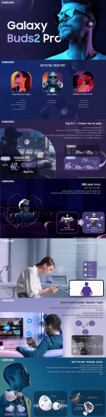⁦אוזניות אלחוטיות צבע גרפיטי Samsung Galaxy Buds2 Pro SM-R510⁩ – תמונה ⁦7⁩