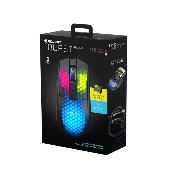 עכבר גיימינג שחור/לבן ROCCAT BURST PRO AIR