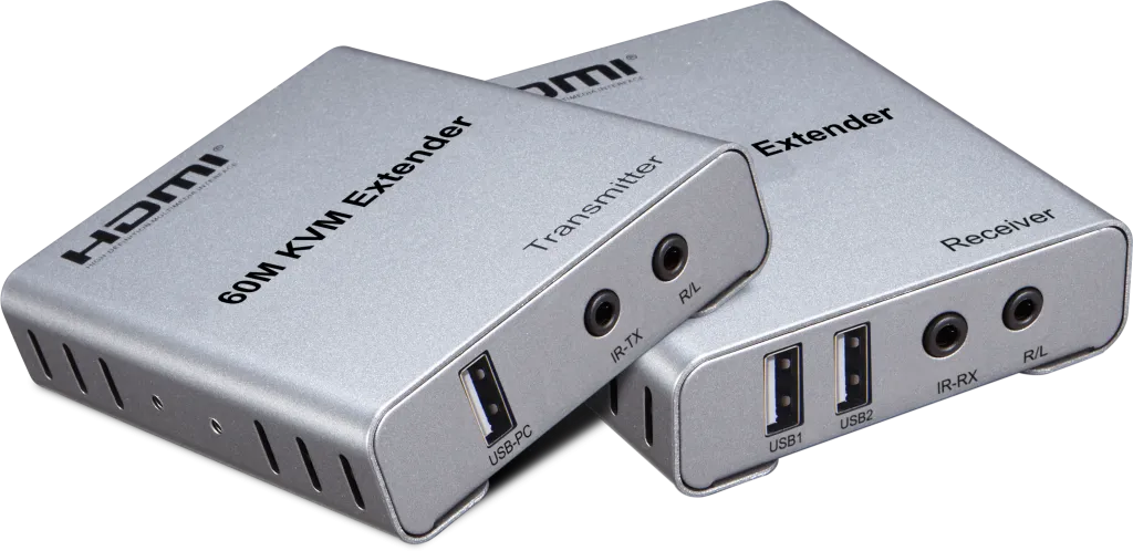 מרחיק USB+HDMI KVM כולל אודיו על גבי רשת 60 מטר כולל IR