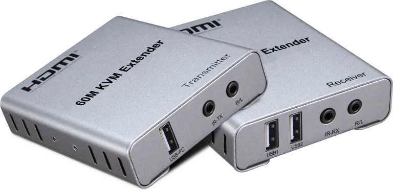 מרחיק USB+HDMI KVM כולל אודיו על גבי רשת 60 מטר כולל IR