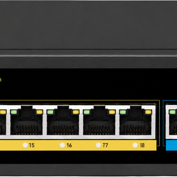 רכזת 8 פורט 10/100 POE + אפלינק גיגה נחושת + X2אופטי. 120W