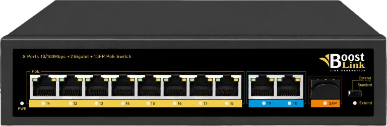 רכזת 8 פורט 10/100 POE + אפלינק גיגה נחושת + X2אופטי. 120W