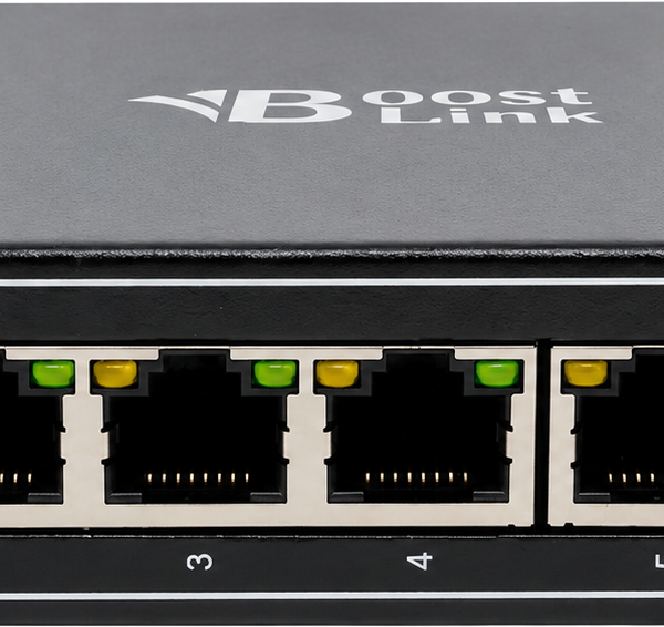 רכזת תעשייתית POE 4 גיגה+ 2 אפלינק, 1 SFP, ו-1 נחושת. 60W