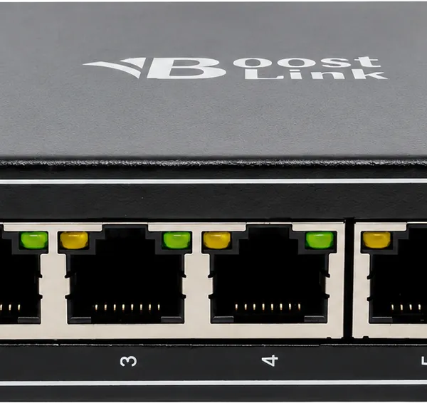 רכזת תעשייתית POE 4 גיגה+ 2 אפלינק, 1 SFP, ו-1 נחושת. 60W