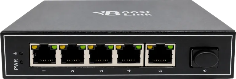 רכזת תעשייתית POE 4 גיגה+ 2 אפלינק, 1 SFP, ו-1 נחושת. 60W