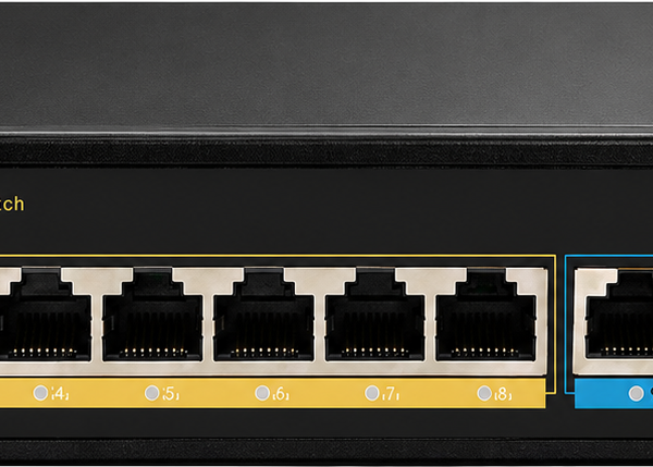 רכזת 8 פורט POE גיגה + אפלינק 2X נחושת 120W