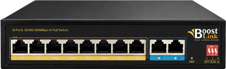 רכזת 8 פורט POE גיגה + אפלינק 2X נחושת 120W