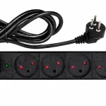 פס 6 שקעים ישראלים מאמת 16A, לד ביקורת, אורך כבל -2מ' תקע רגיל (קופסה לבנה, ללא מיתוג)