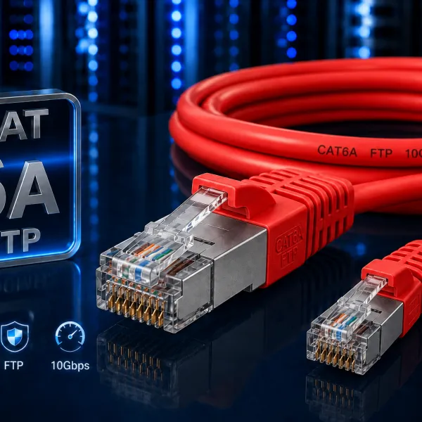 כבל רשת מגשר FTP CAT6A אדום 0.3מ'