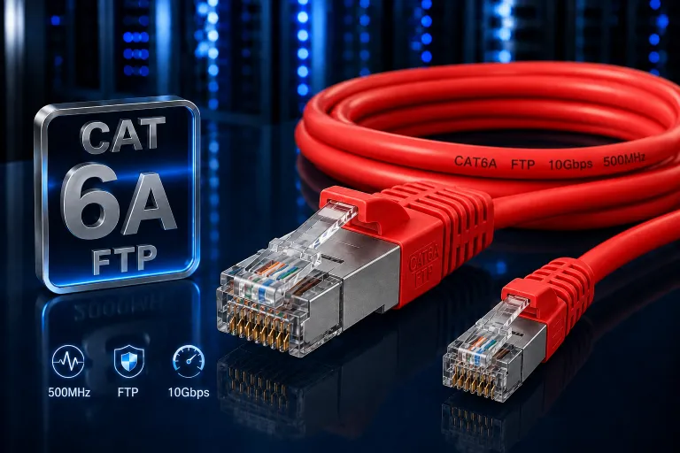 כבל רשת מגשר FTP CAT6A אדום 0.3מ'