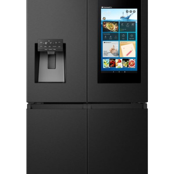 מקרר Hisense ארבע דלתות עם מסך טאצ' בנפח 577 ליטר נטו דגם  RQ760N4IFE בצבע שחור