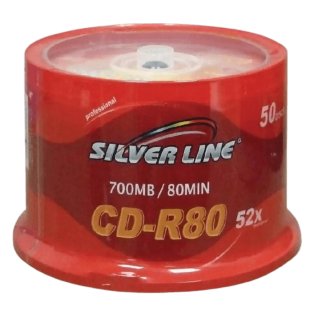 סט של 50 דיסקים CAKE 50 CD-R 80 Min 700MB 52x מבית Silver Line