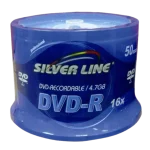 סט של 50 דיסקים CAKEX16-R DVD-R/+R 4.7GB X16 מבית Silver Line