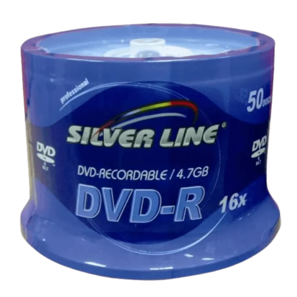 סט של 50 דיסקים CAKEX16-R DVD-R/+R 4.7GB X16 מבית Silver Line