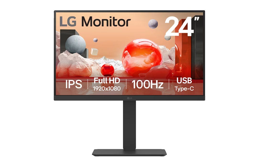 מסך מחשב ''24 Full HD IPS with USB Type-C תוצרת LG דגם: 24BA650-B