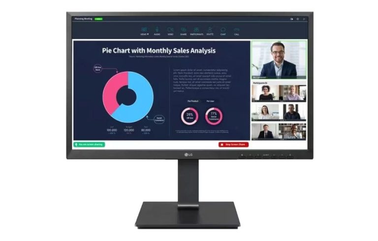 מסך מחשב מקצועי "24 Full HD IPS עם חיבור Type-c מצלמה ומיקרופון מובנה תוצרת LG דגם: 24BP750C-B