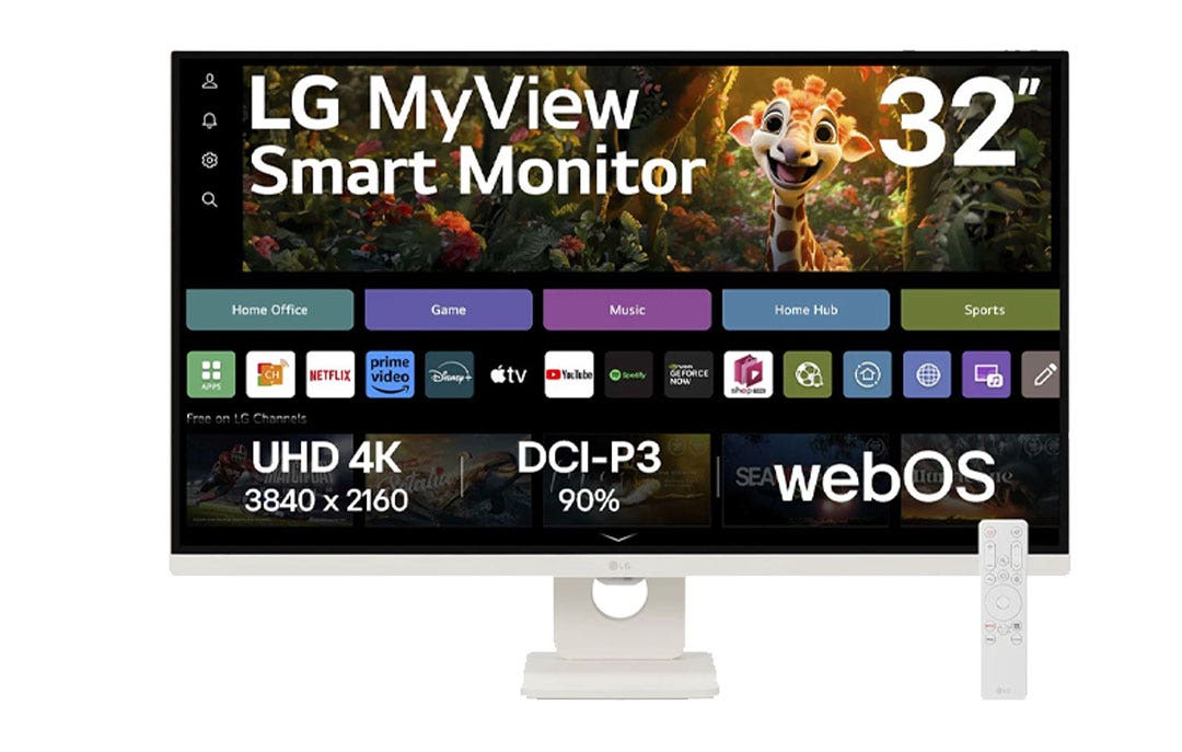 מסך מחשב חכם "32 מסך חכם LG MyView 4K UHD IPS עם webOS תוצרת LG דגם: 32SR73U-W