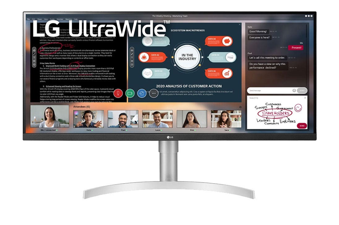 מסך מחשב "34 FHD IPS תוצרת LG דגם: 34WN650-W