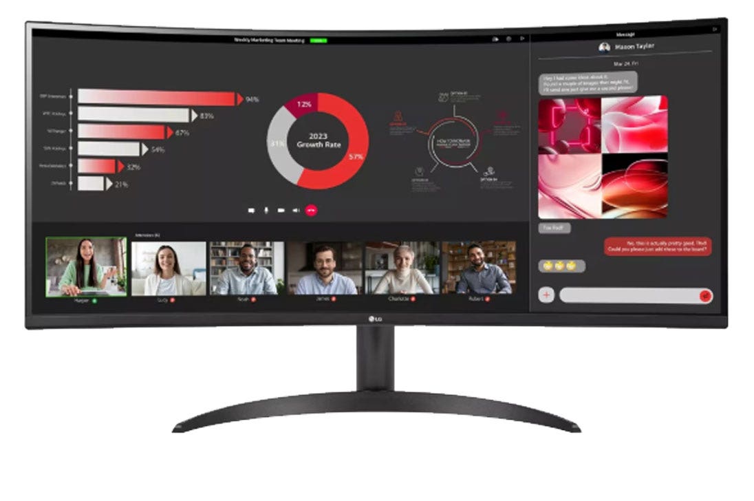 מסך מחשב "34 UltraWide® QHD VA 100Hz תומך FreeSync™ / HDR10 תוצרת LG דגם: 34WR50QC-B