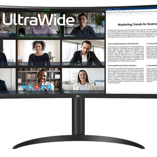 מסך מחשב רחב עסקי "34 UltraWide™ WQHD תוצרת LG דגם: 34WR55QC-B