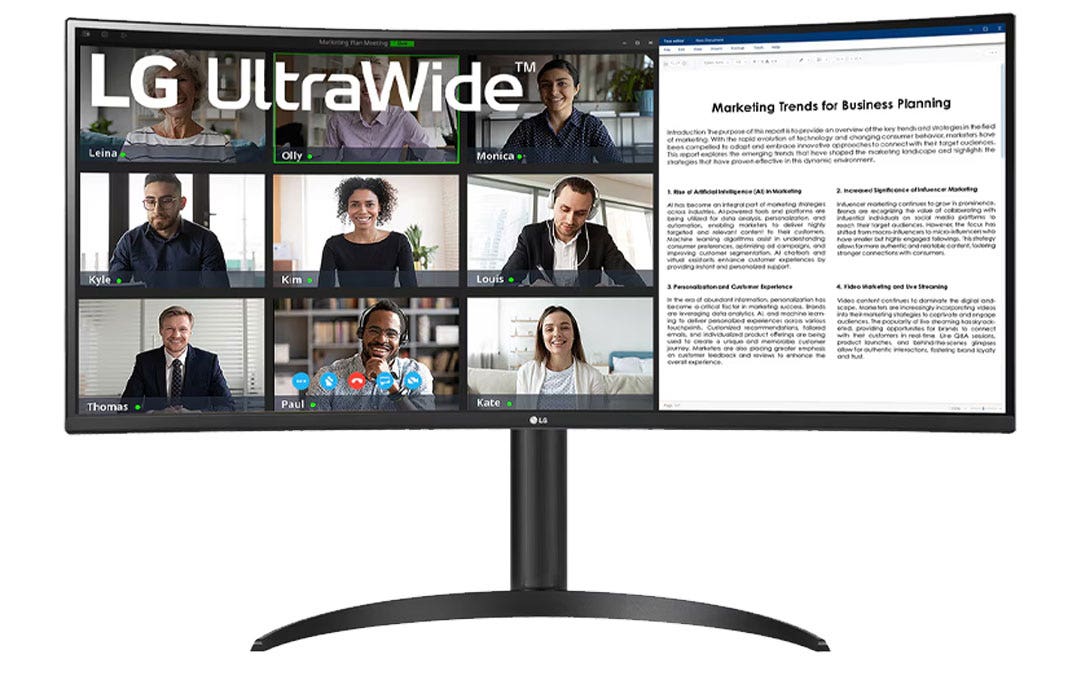 מסך מחשב רחב עסקי "34 UltraWide™ WQHD תוצרת LG דגם: 34WR55QC-B