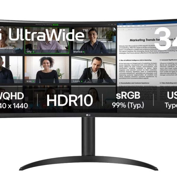 מסך מחשב ''34 UltraWide® QHD VA 100Hz תוצרת LG דגם: 34WR55QK-B