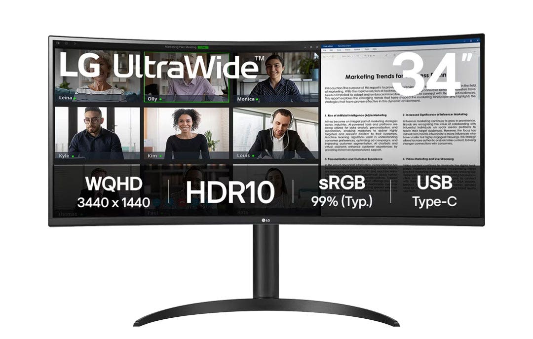מסך מחשב ''34 UltraWide® QHD VA 100Hz תוצרת LG דגם: 34WR55QK-B