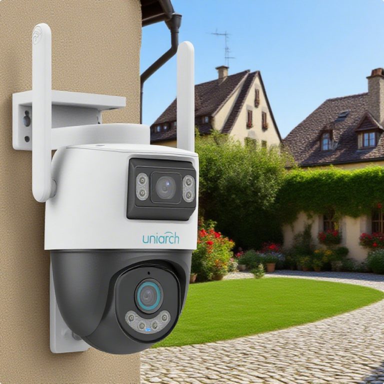 מצלמת PTZ חיצונית בעלת שתי עדשות טווח מקסימאלי WIFI6 IP66 5MP+5MP זום דיגיטלי X4 דגם Uho-P2S-M55F34 מבית UNIARCH