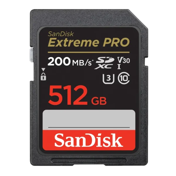 כרטיס זיכרון S.D EX PRO 4K 200S מבית SANDISK בנפח 512GB