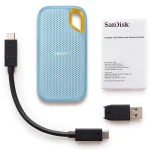 כונן חיצוני דגם Extreme Portable SSD בנפח 1TB בצבע תכלת מבית SanDisk