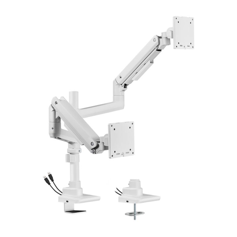 זרוע שולחנית לשני מסכים גדולים עד 49" – דגם LDT69-C024UCP White LUMI