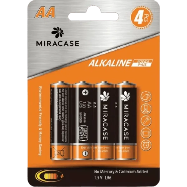 סט 4 סוללות MIRACASE ALKALINE AA