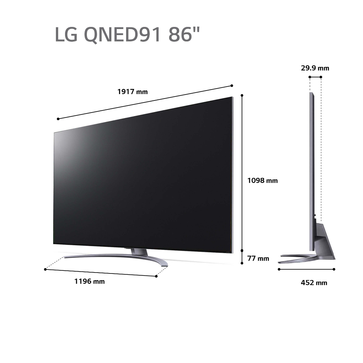 טלוויזיה "86 חכמה LG QNED & NANO CELL ברזולוציית 4K דגם: 86QNED91VPA - תמונה נוספת