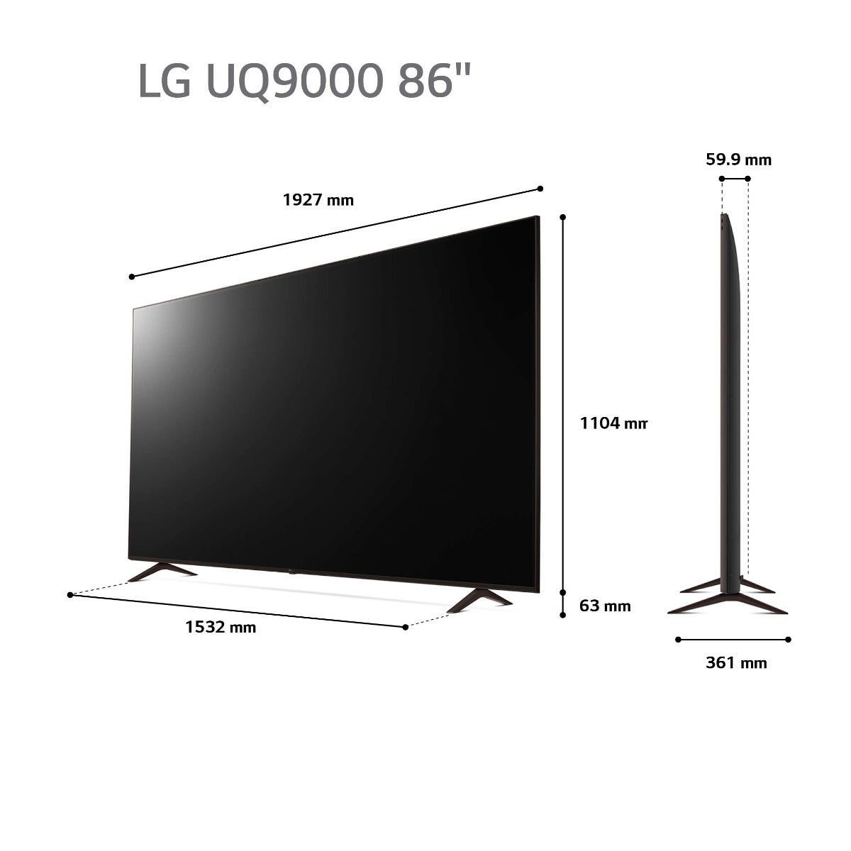 טלוויזיה "86 חכמה LG UHD ברזולוציית 4K דגם: 86UQ90006LC - תמונה נוספת