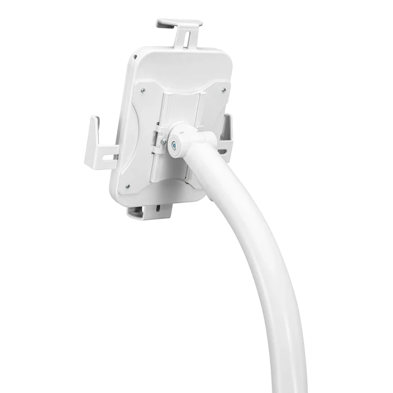 מעמד טאבלט רצפתי LUMI PAD33-01 לבן – פתרון מקצועי לתצוגה בטוחה