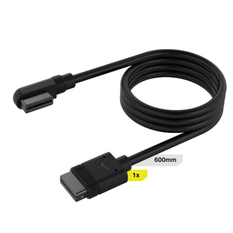 כבל שחור CORSAIR iCUE LINK 1x 600mm, Straight/Slim 90°connectors