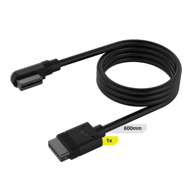 כבל שחור CORSAIR iCUE LINK 1x 600mm, Straight/Slim 90°connectors