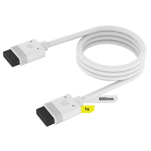 כבל CORSAIR iCUE LINK באורך 600 מ״מ – צבע לבן