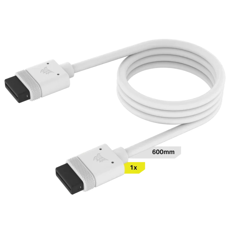 כבל CORSAIR iCUE LINK באורך 600 מ״מ – צבע לבן